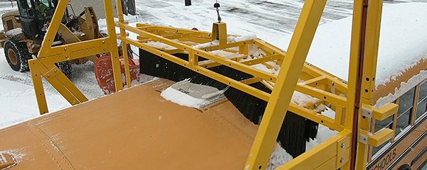 school bus snow removal over hatches